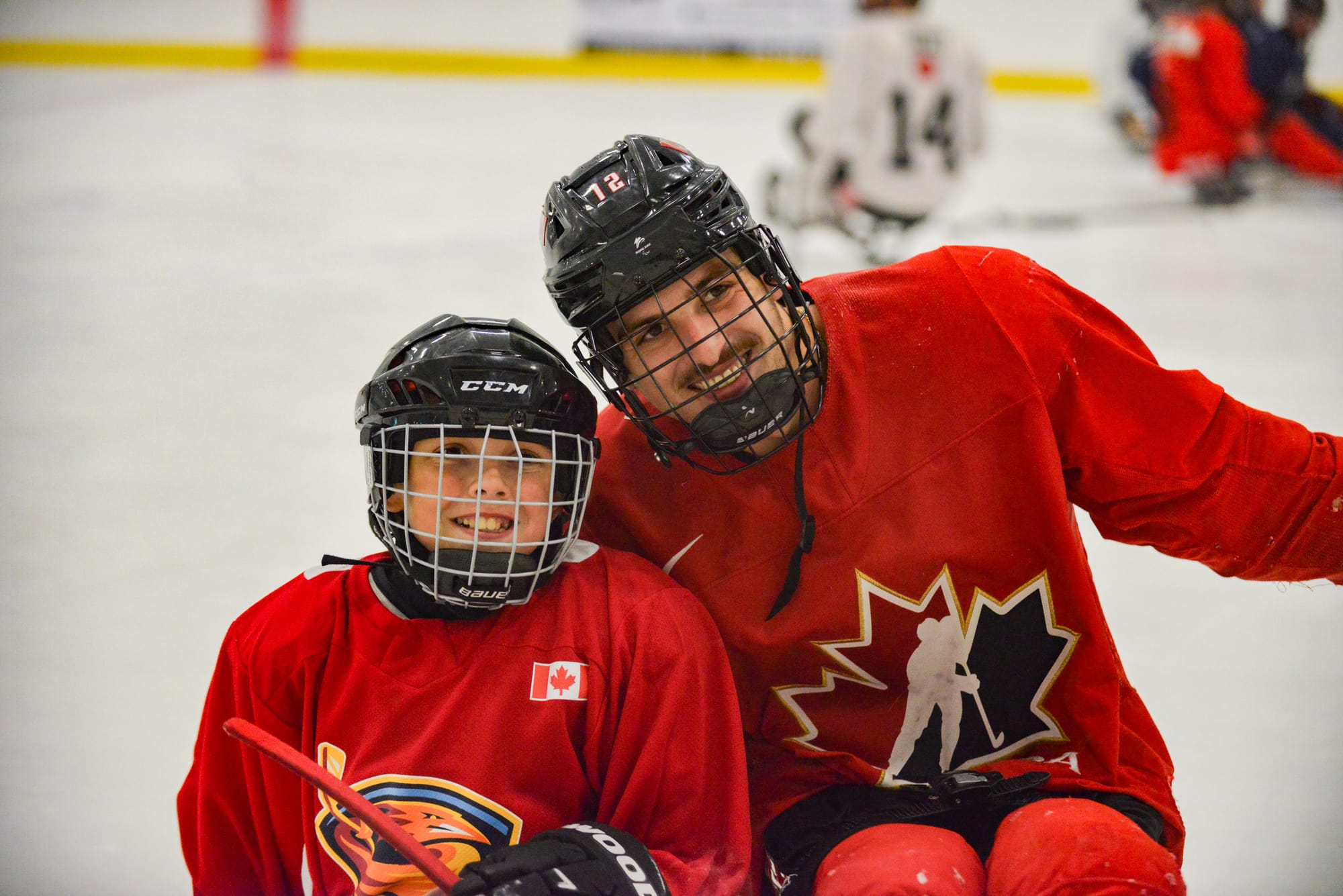                      Young Thrashers skate with Team Canada sledge hockey players                             
                     