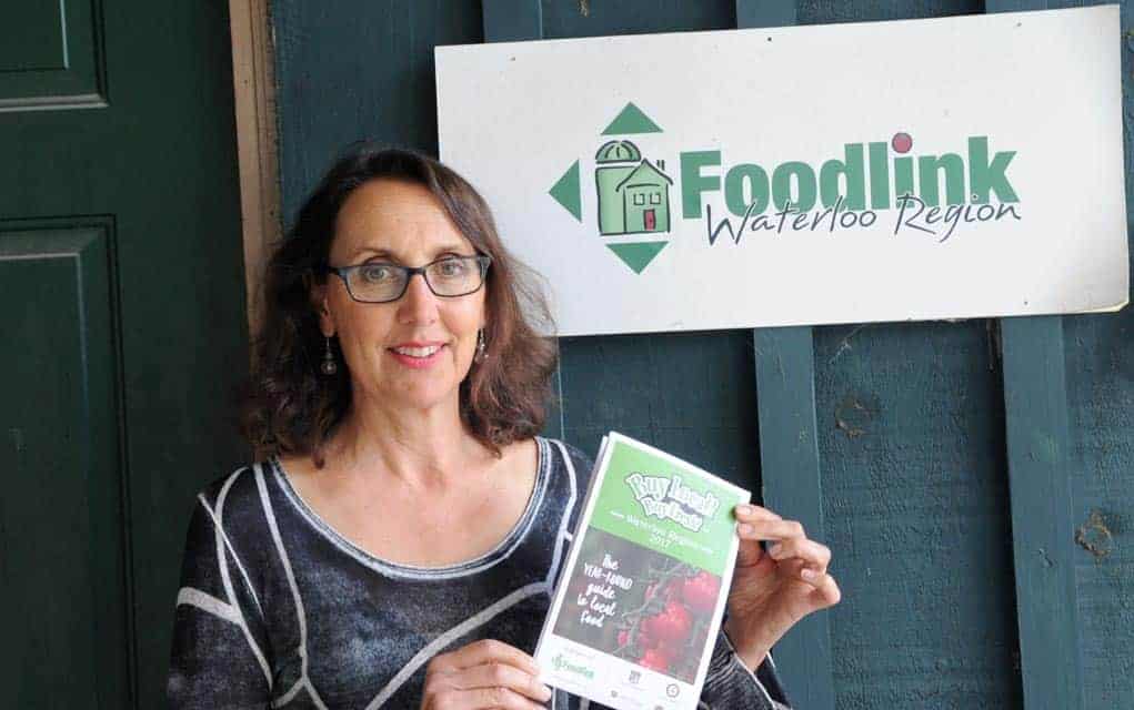 
                     Anna Contini, project coordinator at Foodlink, with the latest Buy Local! Buy Fresh! map to the Waterloo’s region’s local foo
                     