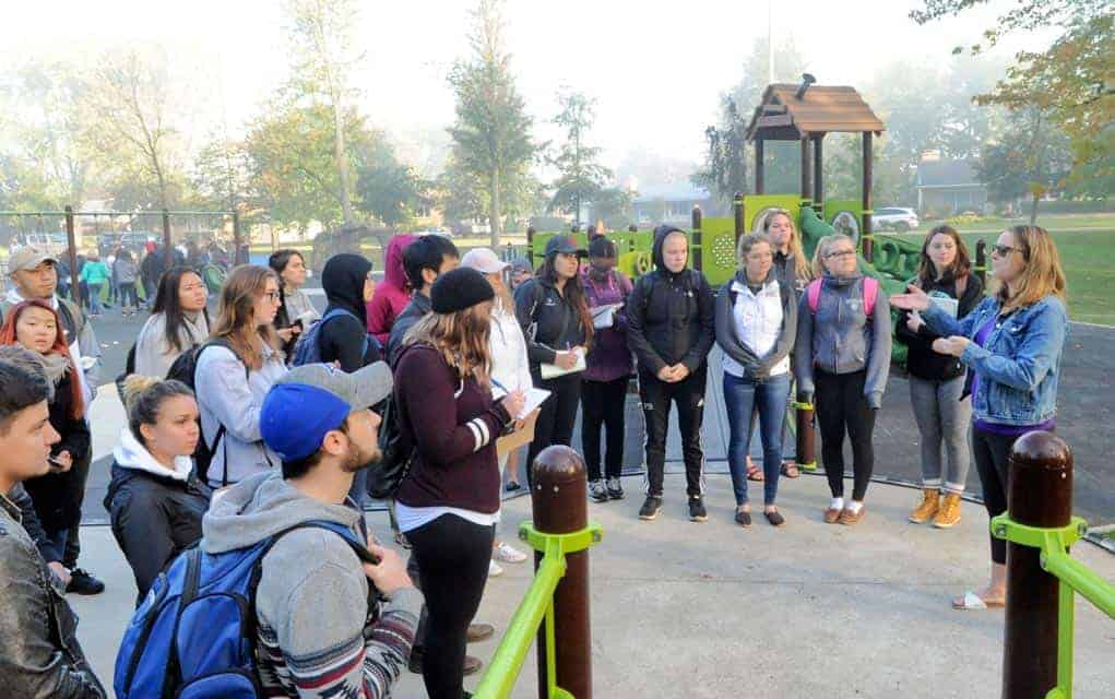 UW students visit Elmira playgrounds for lesson on community-led recreation projects