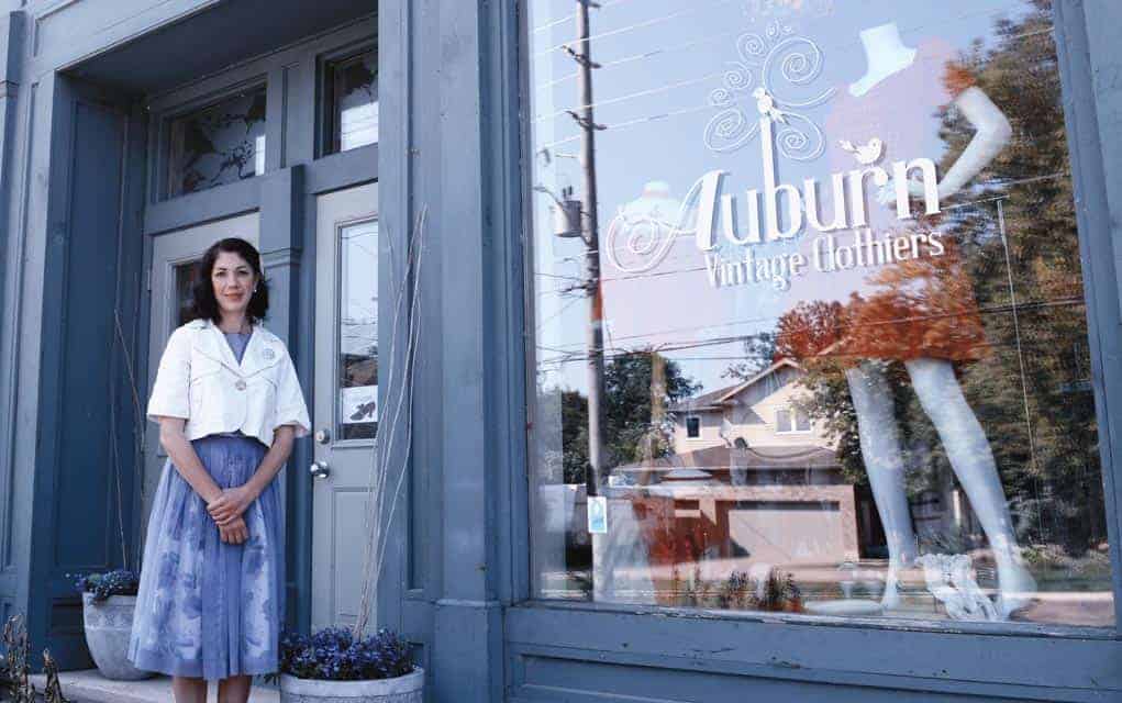 
                     Rachel Behling out front of Auburn Vintage Clothiers, her Conestogo business that has been at the centre of the Sawmill Road 
                     