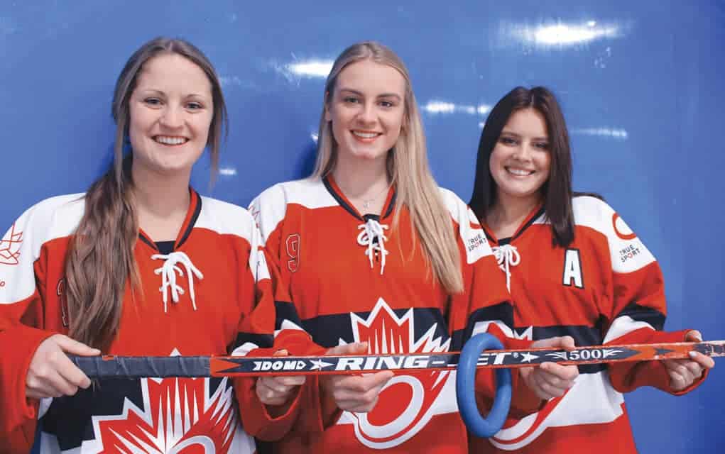 
                     Local players Tara Burke, Erin Markle and Sydney Nosal are competing on the U21 Junior Team Canada at the World Ringette Cham
                     