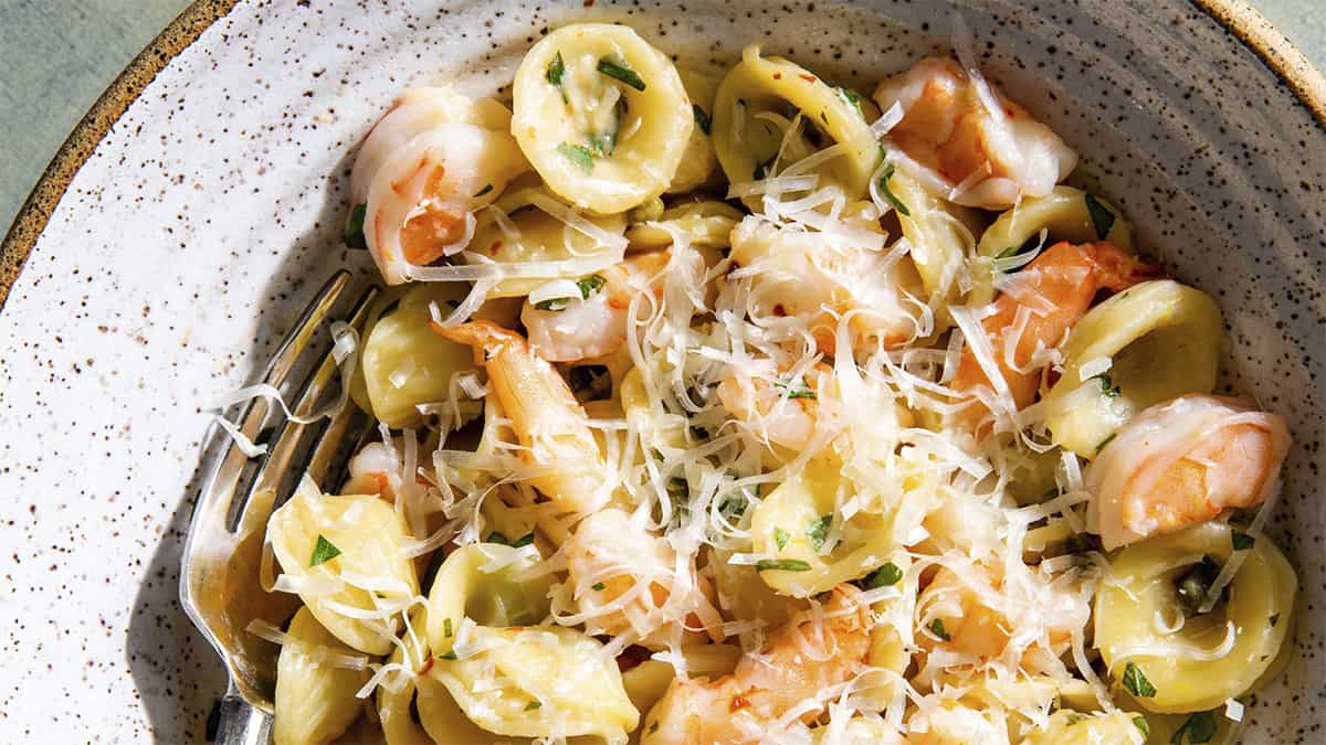 Improve your scampi game with this lively mash-up of two classic dishes
