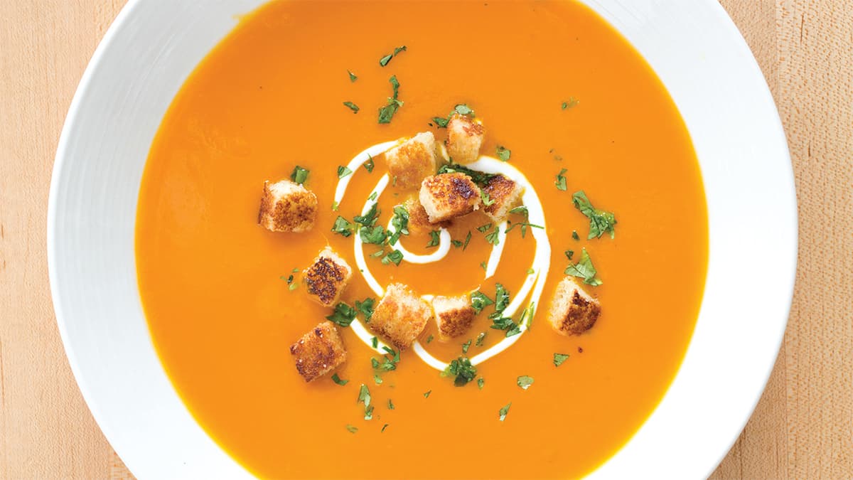 This soup is a blank canvas for practicing your garnishing skills