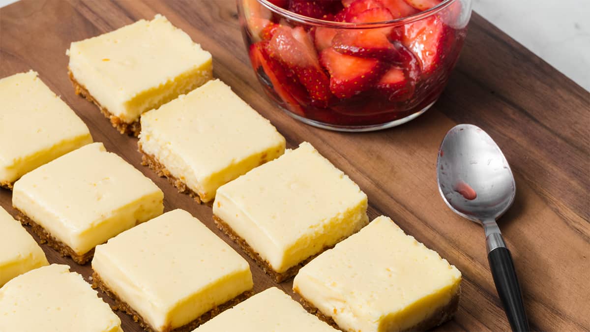 These creamy bars are easier to make than a classic cheesecake and just as delicious